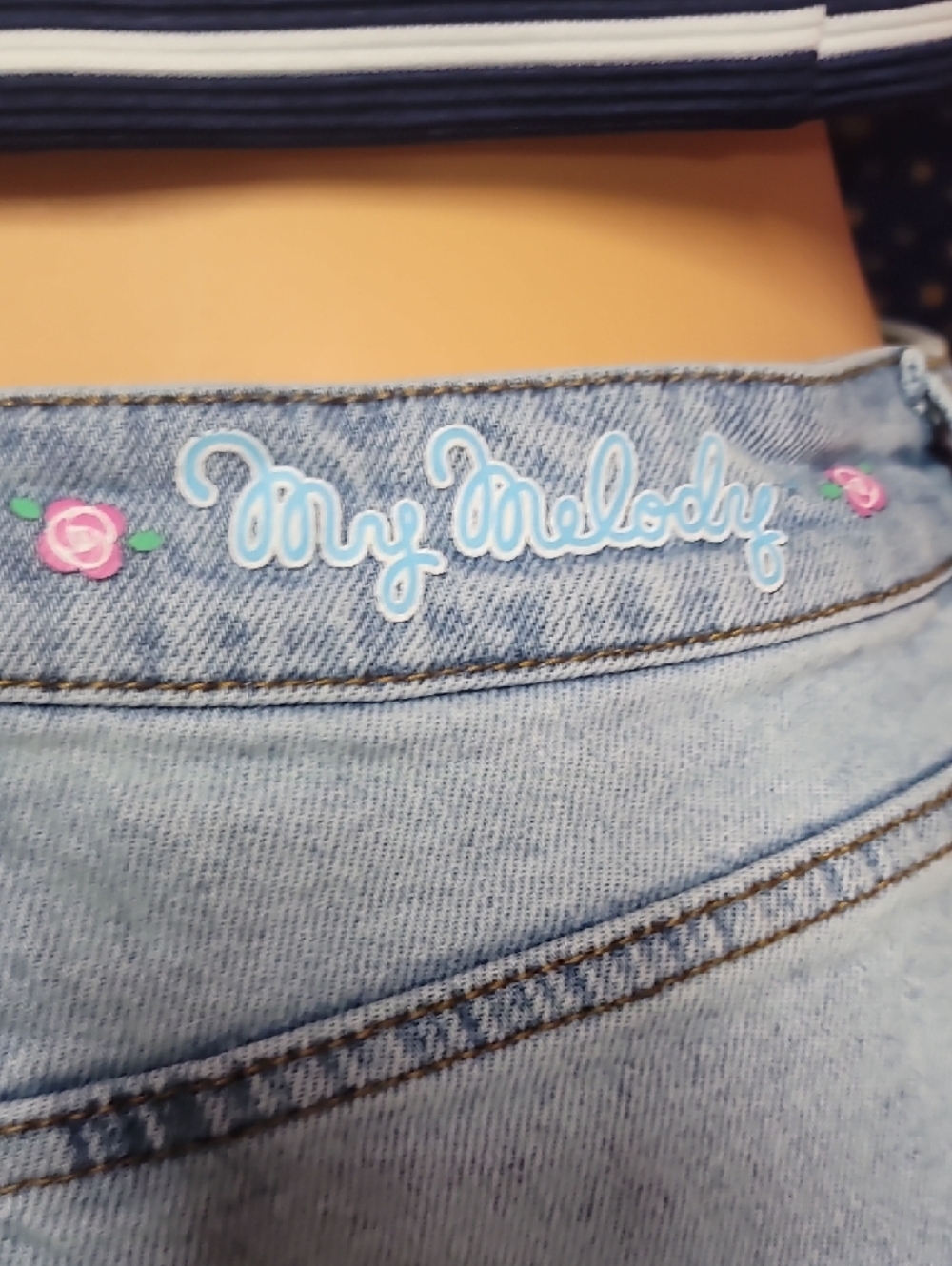 Light Blue My Melody Embroidered Women's Jeans - Picture 3 of 6